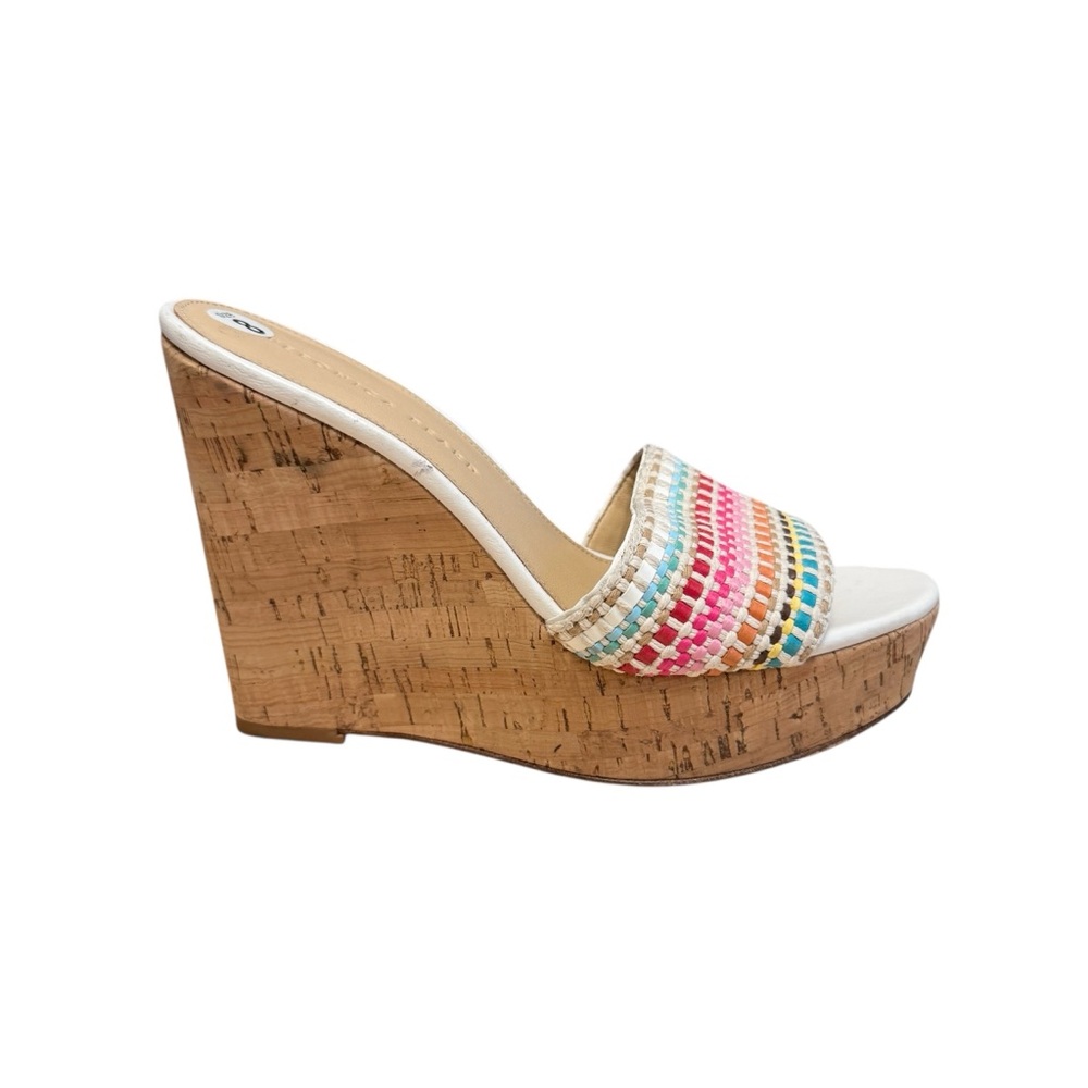 Veronica Beard Rainbow Raffia Cork Wedge Platform Sandals Size 8 New Vacation